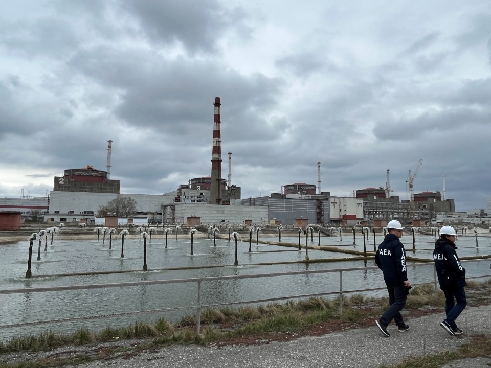 Members of the IAEA investigating the power plant at the end of March