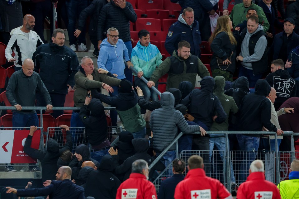 He bravely fought off the hordes of thugs trying to attack supporters in the away end