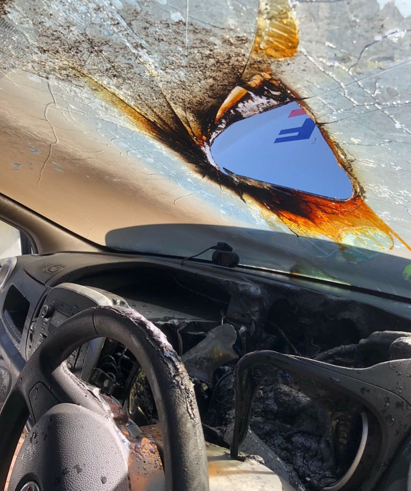 A pair of sunglasses caused a fire so hot it melted through this car's windscreen