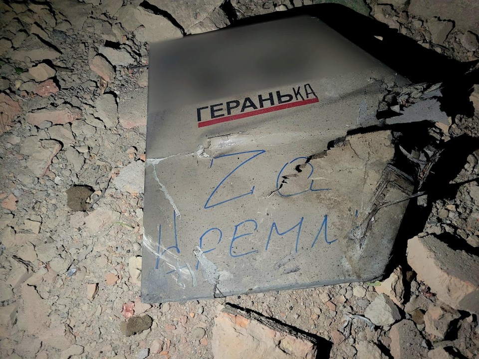 Another drone had 'for the Kremlin' scrawled on it