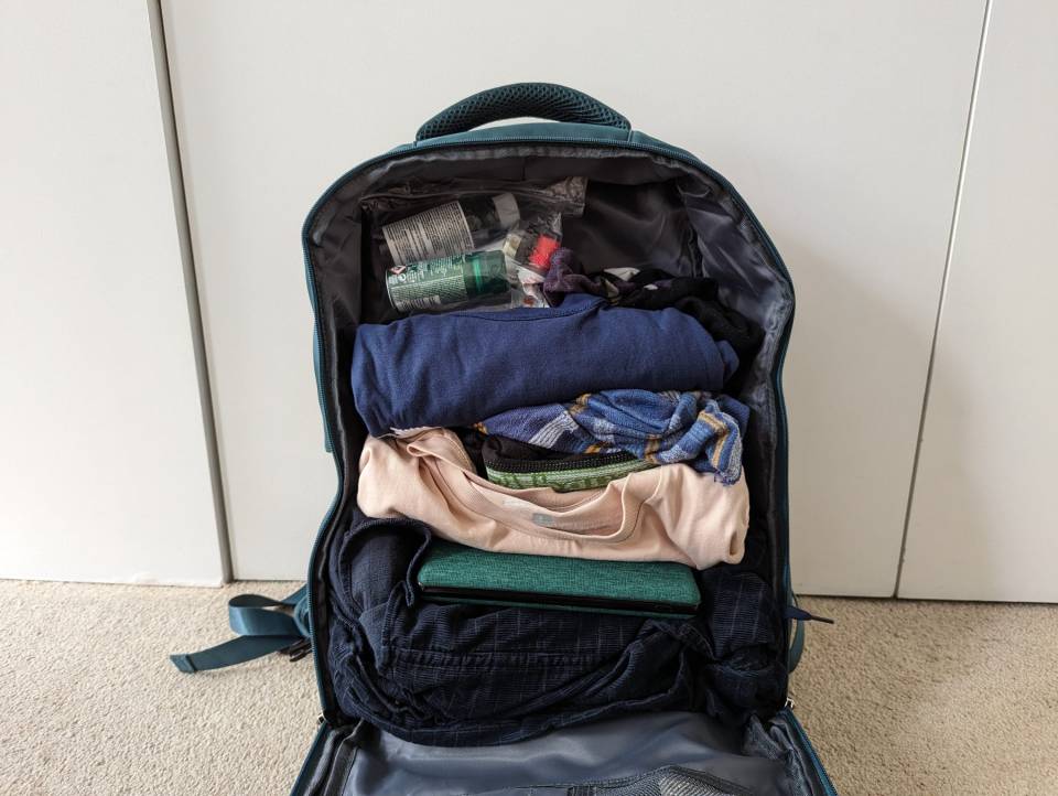 I had plenty of room left over inside the bag, even with extra clothes and toiletries inside