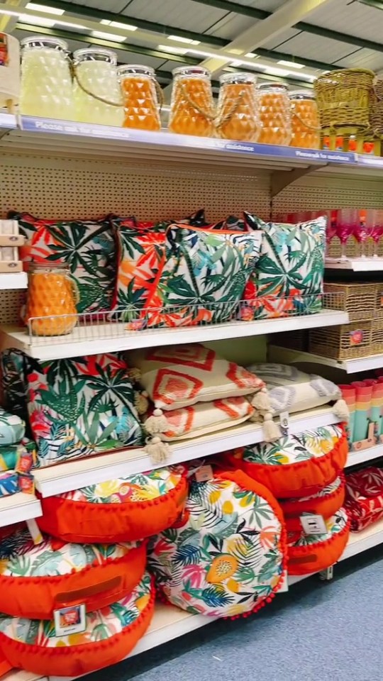 The store offers heaps of outdoor cushions and they start from just £12