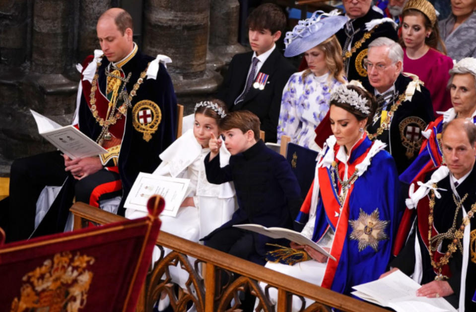 Kate and William's two youngest during the historic ceremony