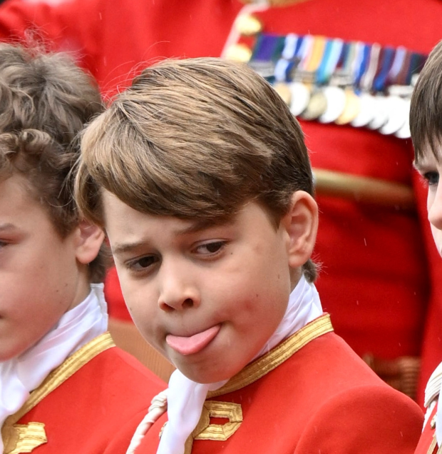 He was seen poking his tongue out as he joined the procession