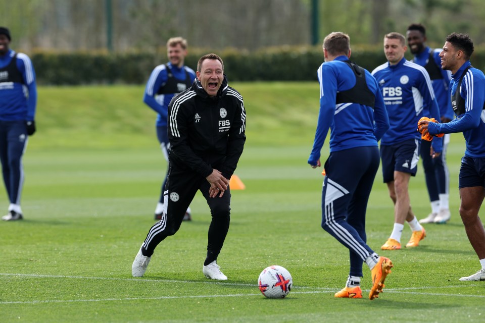 John Terry brought the laughs to Leicester City's training session