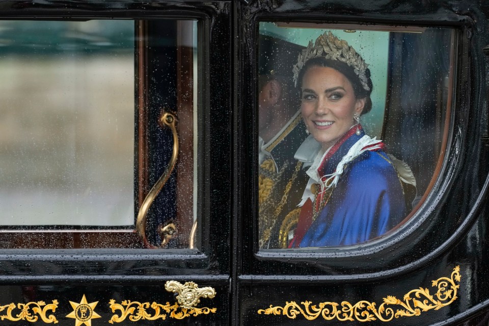 The Princess of Wales glimmers inside a carriage as she leaves Westminster Abbey