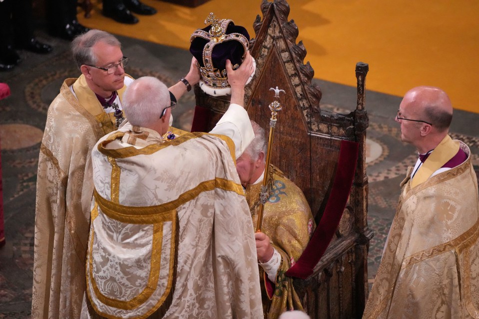 King Charles III is crowned with St Edward’s Crown