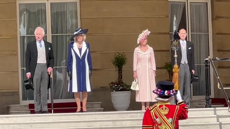 King Charles and the Queen Consort stepping out to the lawn this afternoon