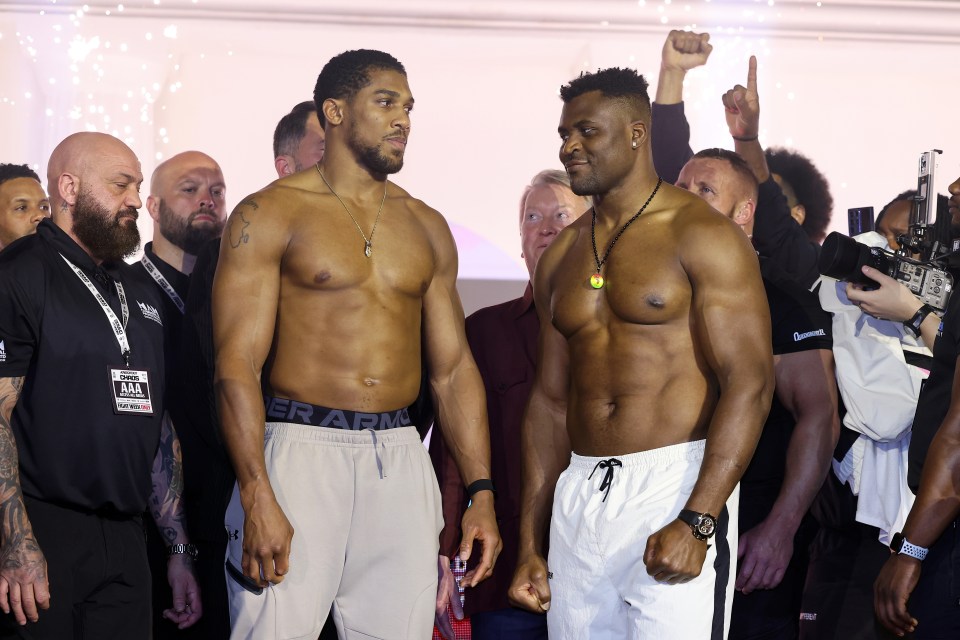 Joshua facing off with Ngannou