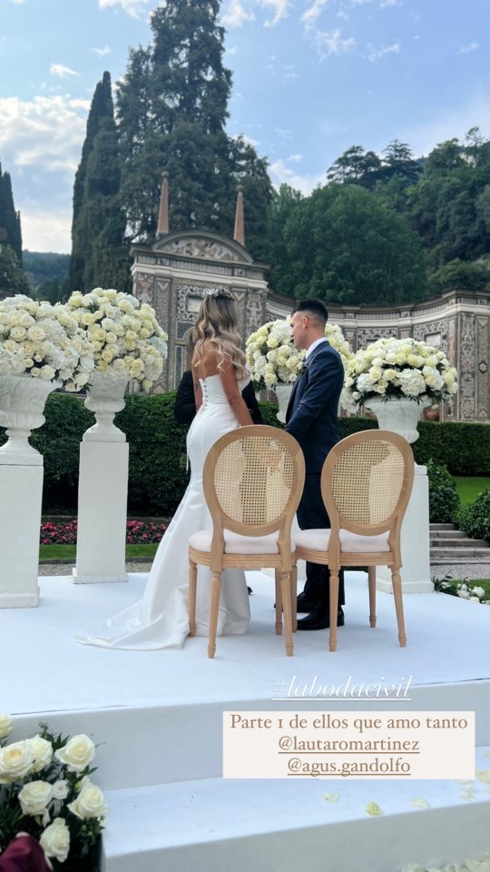 The happy couple exchanged vows at an outdoor ceremony at Italy’s Lake Garda