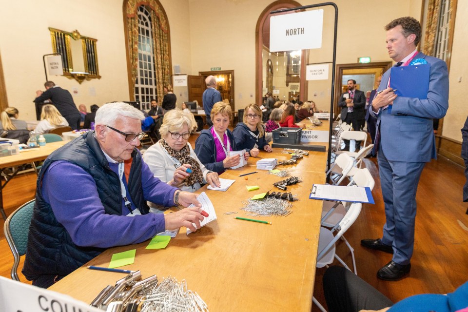 Local election counting last night in Peterborough