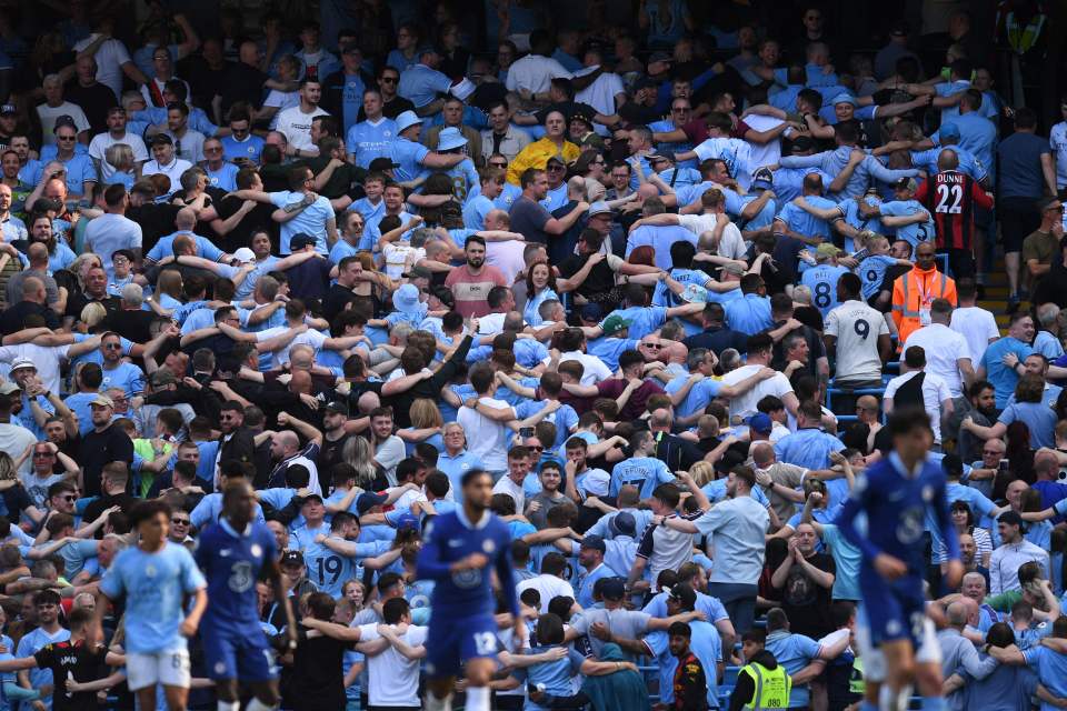 The Man City fans did the Poznan as they celebrated the title triumph