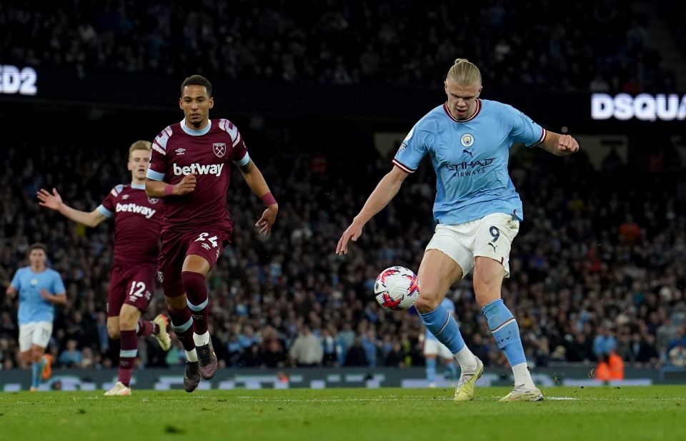 Erling Haaland broke the Premier League goalscoring record for one season against West Ham