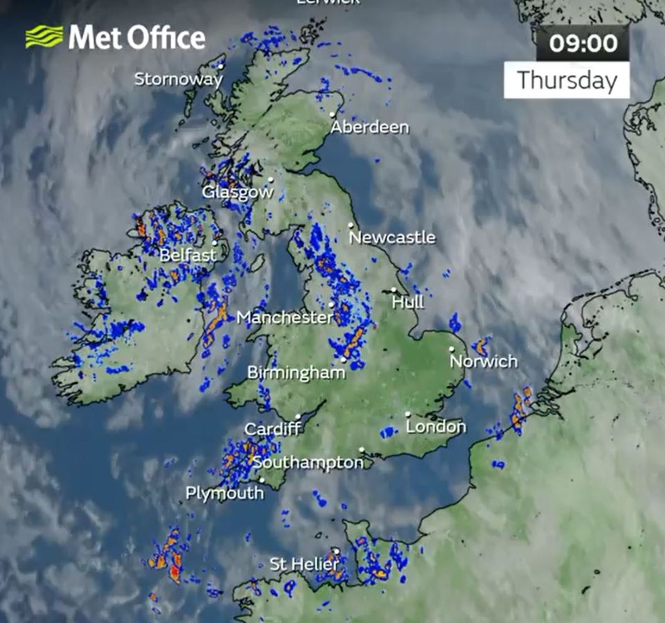 The weather from this morning showed rain rolling in from the Atlantic Ocean