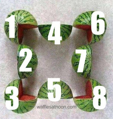 If you think there are eight watermelons in the image, you are left brained