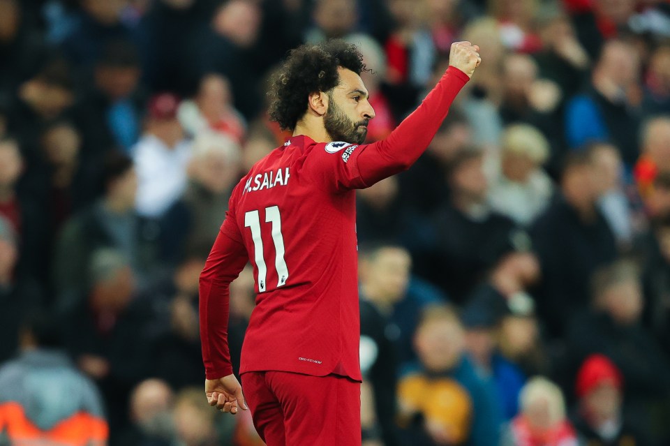 Salah celebrates his penalty, which turned out to be Liverpool's winner