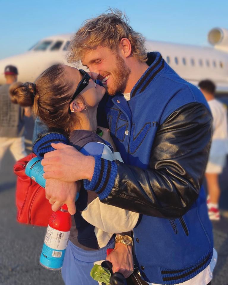 The 31-year-old embraces her partner Logan Paul - the YouTuber and co-founder of Prime energy drink