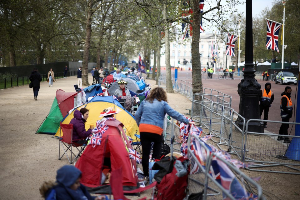 People are already gathering on The Mall outside Buckingham Palace ahead of the Coronation of Britain’s King Charles and Camilla, Queen Consort on May 6, 2023