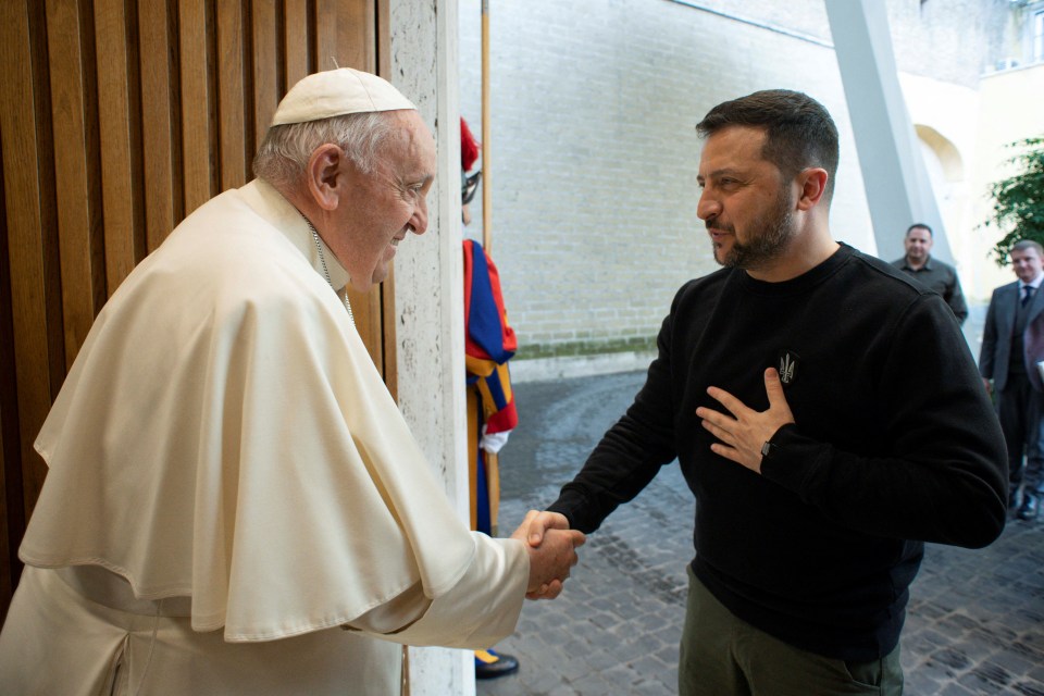 Pope Francis meets with Ukrainian President Volodymyr Zelensky, at the Vatican