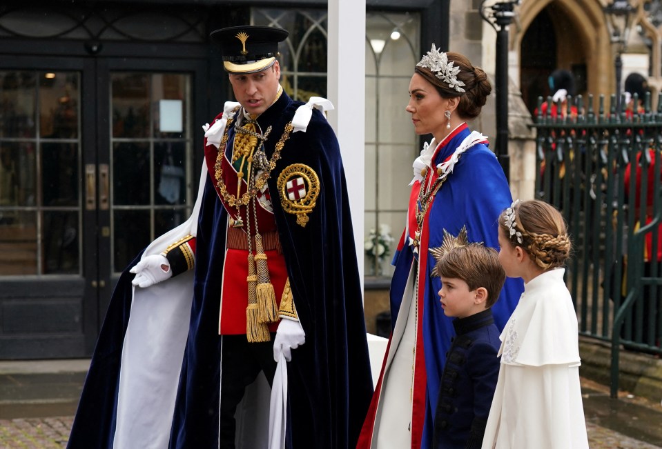 William and Kate arrive with Princess Charlotte and Prince Louis