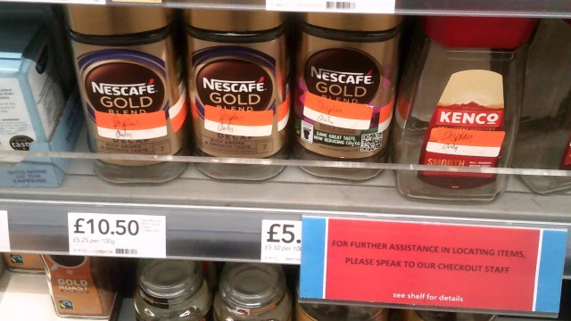 A Co-op in North London put empty coffee jars on display to deter shoplifters