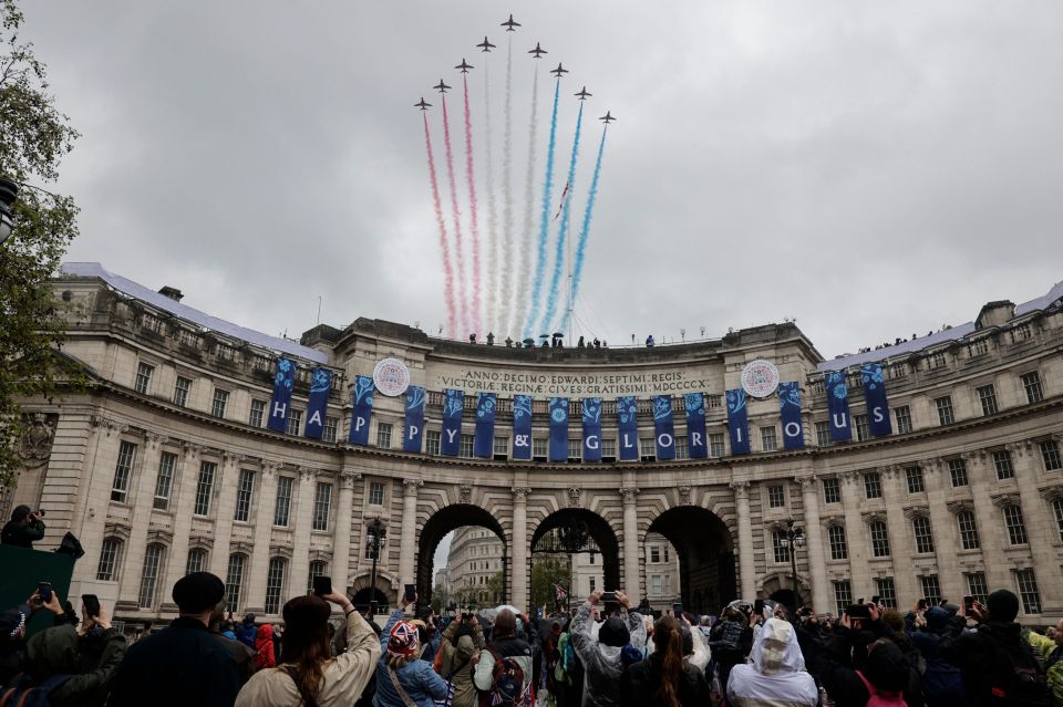 The flypast had to be scaled back due to the rain