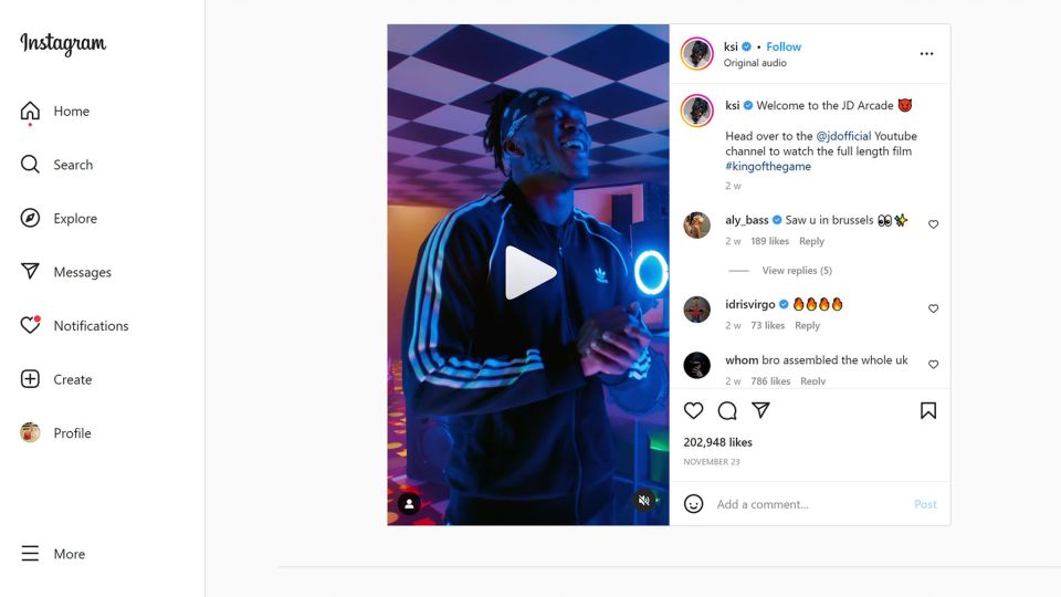 KSI told the post broke social media ad rules