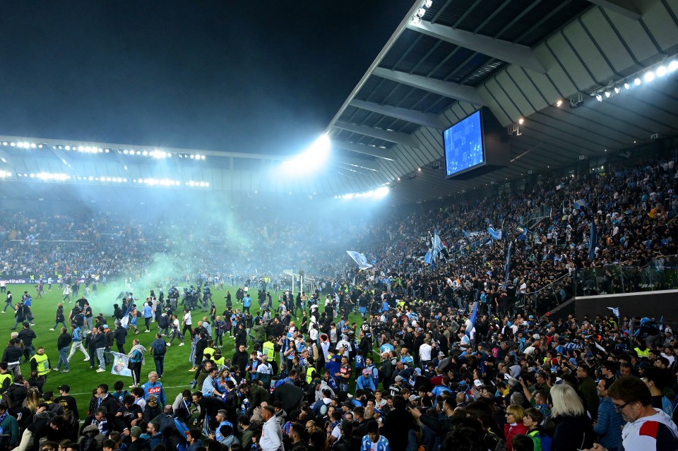 Napoli fans invaded the pitch at the end of the match