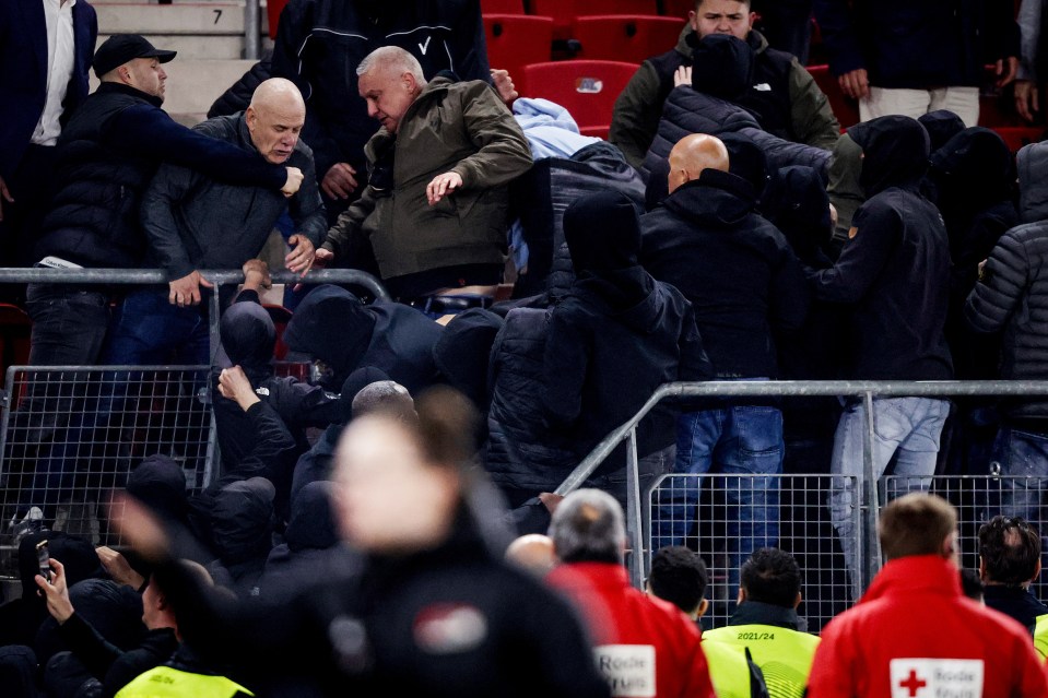 West Ham supporters were attacked by AZ Alkmaar hooligans last night