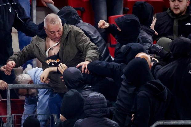 West Ham fans and their families tried to defend themselves against the attack