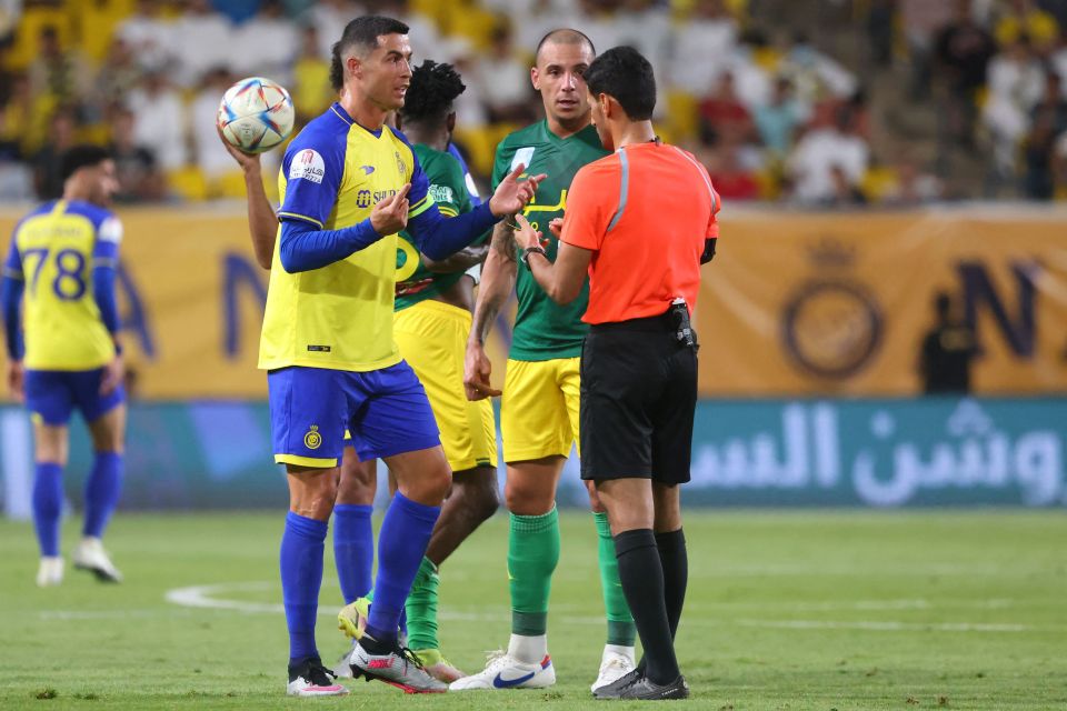 Cristiano Ronaldo was booked for raging at the referee