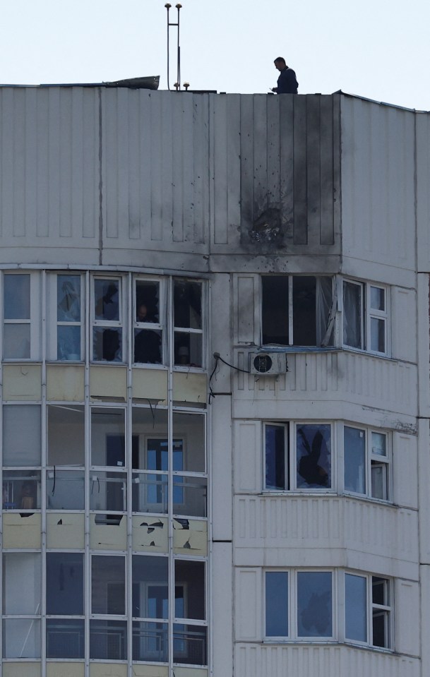 Several buildings were damaged by the wave of drone strikes in Moscow