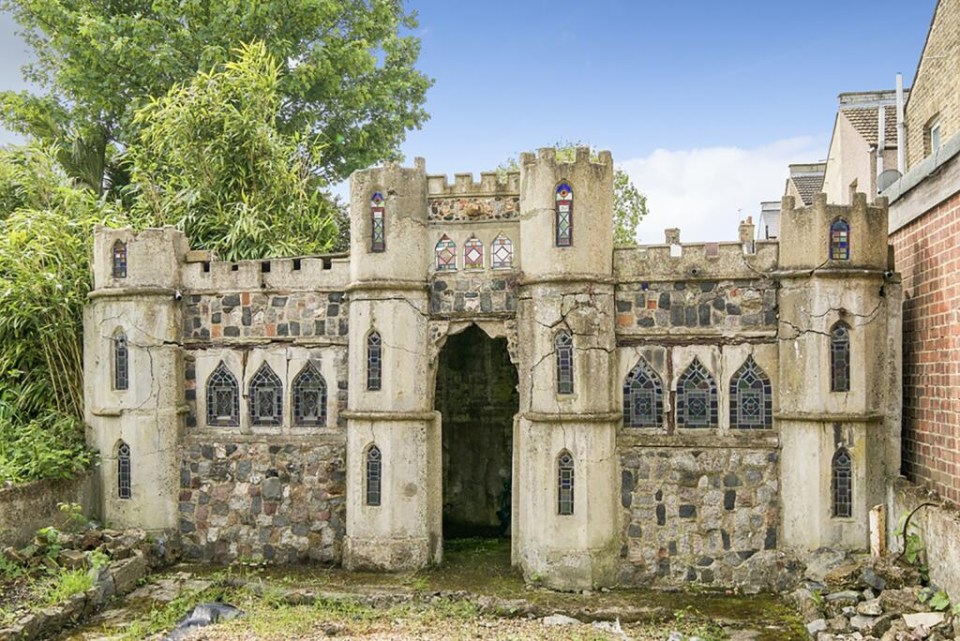 The property comes with its own castle in the back garden