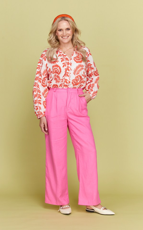 Pair the linen trousers with a jazzy print and colourful accessories for a statement summer look