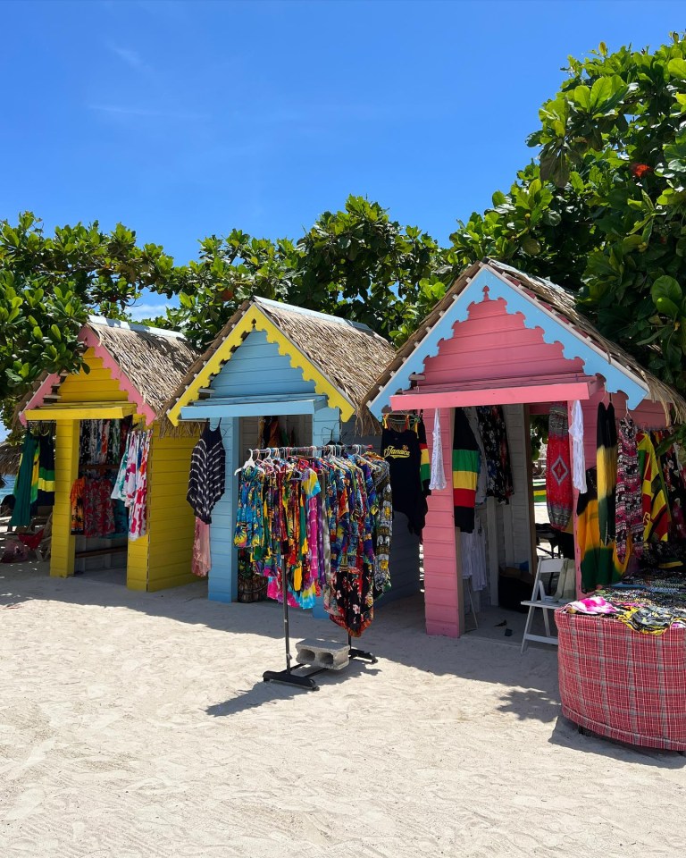 The star posted a picture of colour pop beach huts on her travel Instagram page