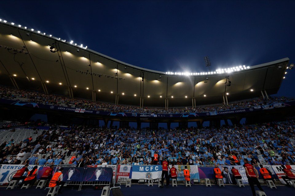 A Manchester City fan left the Champions League final stands on a stretcher