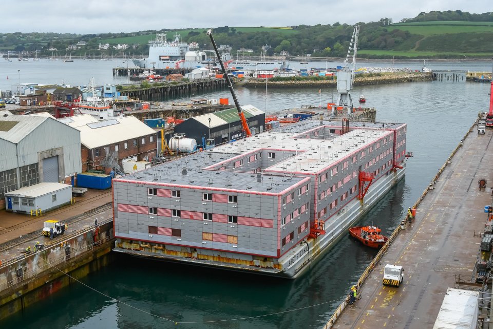 During a speech in Dover the PM also confirmed two new barges will be purchased by the government to house migrants, alongside the Bibby Stockholm (above)