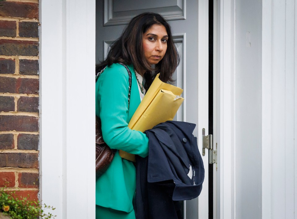 Home Secretary Suella Braverman seen leaving her home today