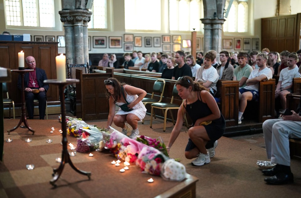 Flowers were laid at the church ahead of the vigil