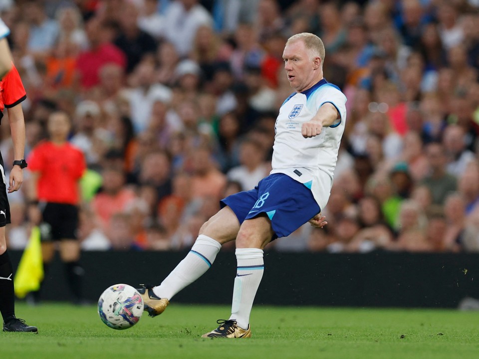 Scholes, 48, was in action for England at Soccer Aid