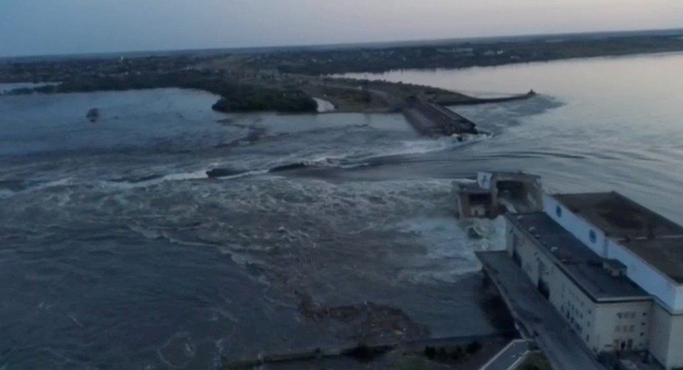 Staggering pictures showed a wall of water flowing through the breach at the Nova Kakhovka dam