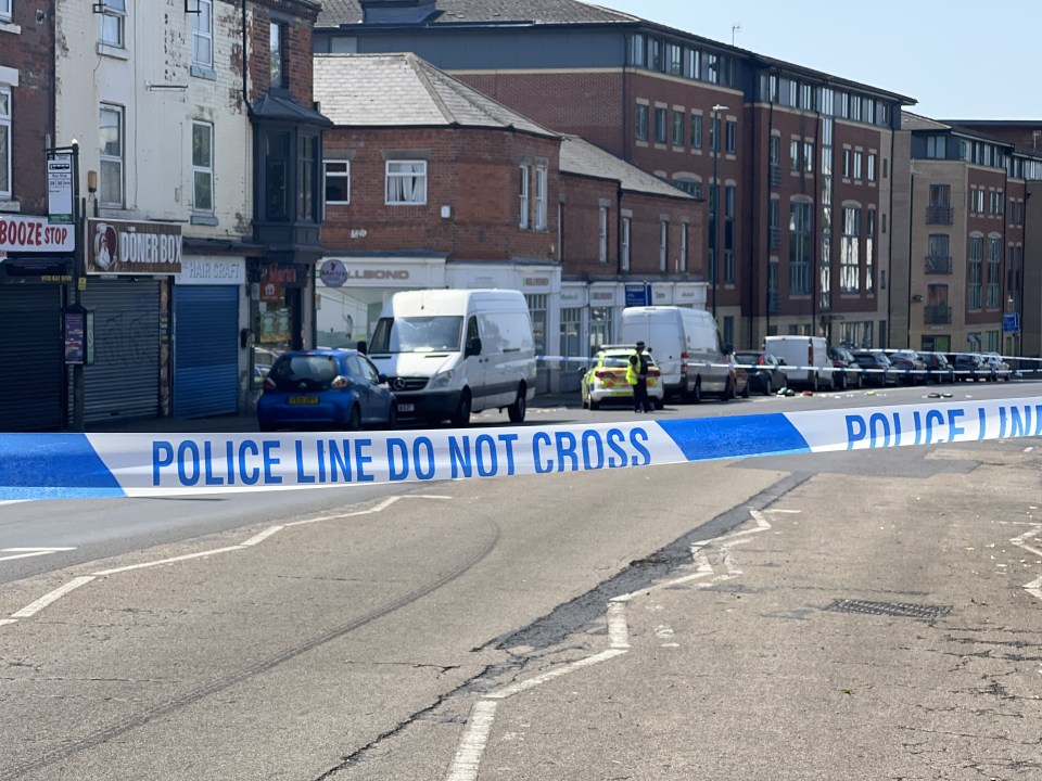 A police cordon was thrown up following the attacks in Nottingham on Tuesday