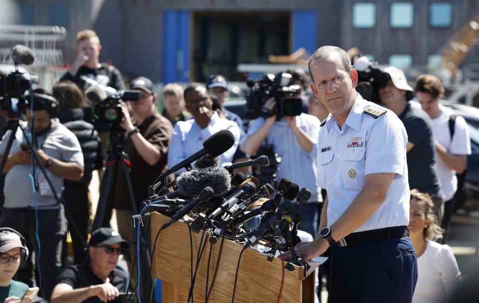 Rear Admiral John Mauger, from the US Coast Guard, at a press conference