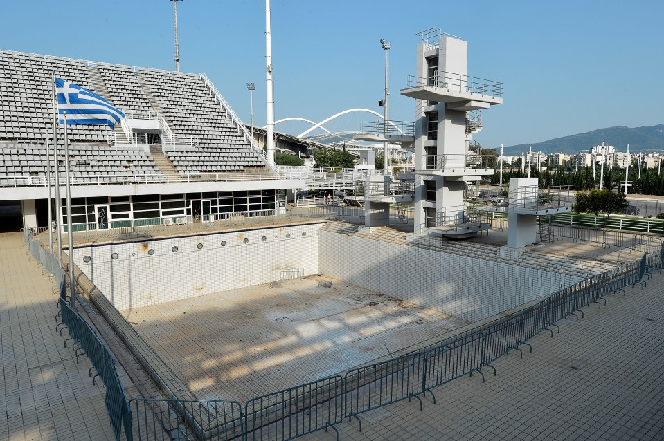 The diving pool and stadium have been left abandoned