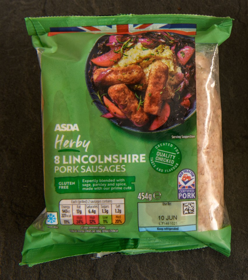 Asda's Herby Lincolnshire Pork Sausages scored four out of five