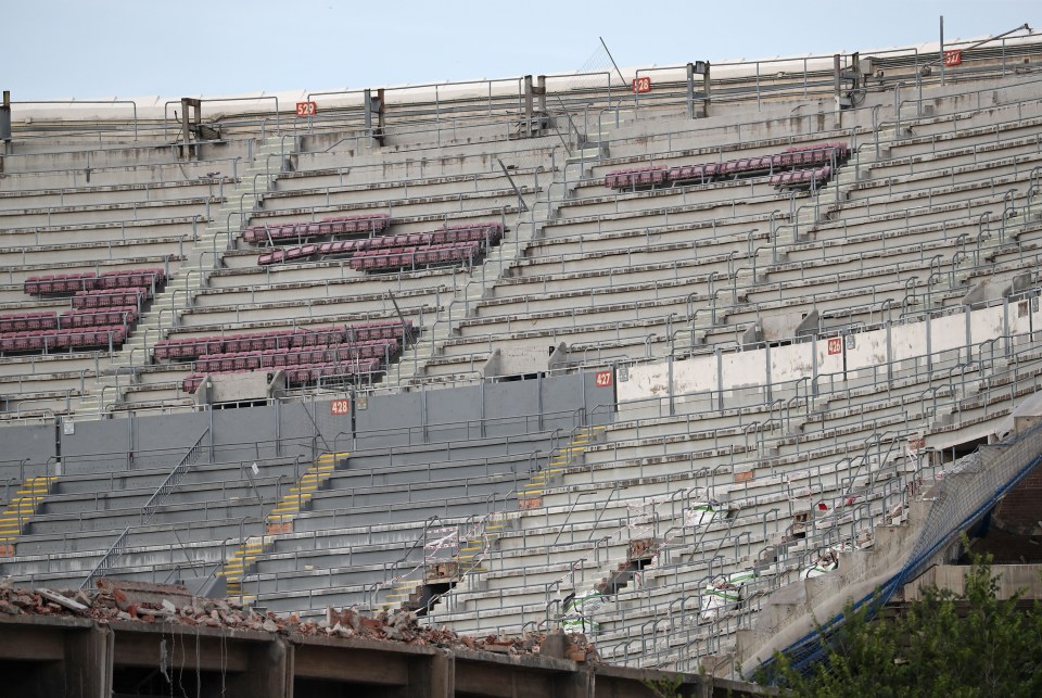 Seats have been ripped out as part of the third tier’s renovation