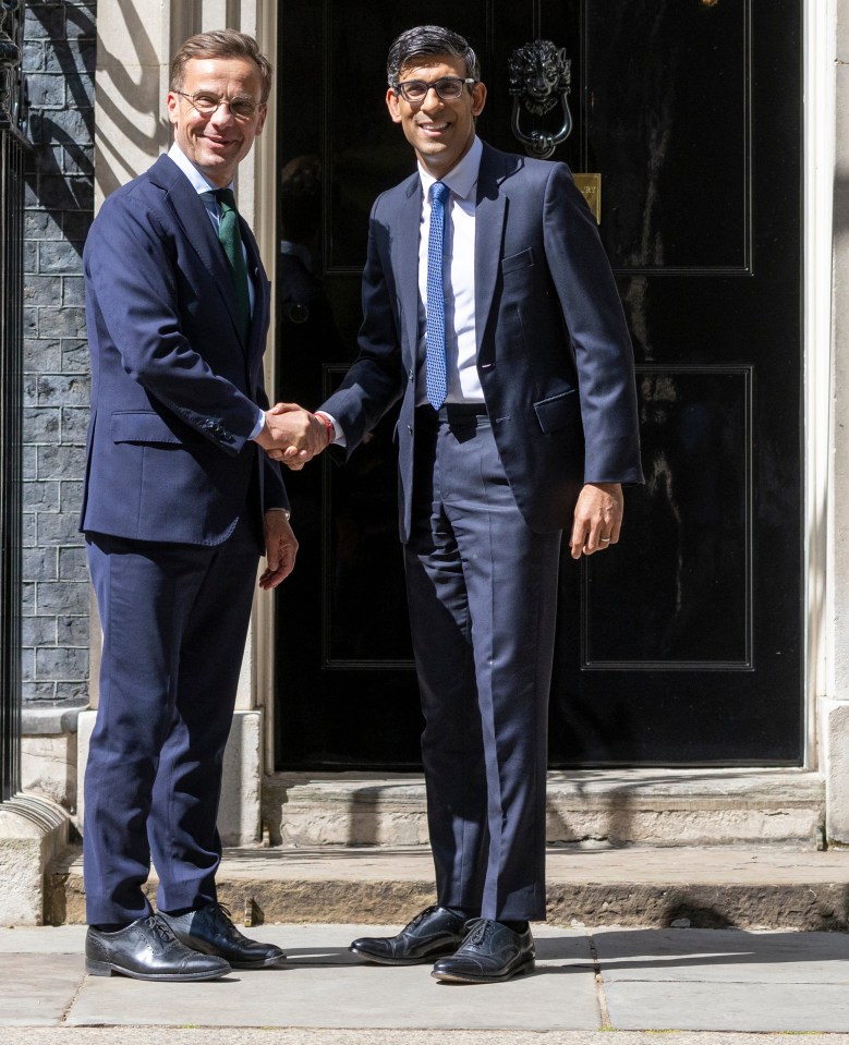 Rishi Sunak greets Swedish PM Ulf Kristersson at No 10 yesterday after refusing mortgage help