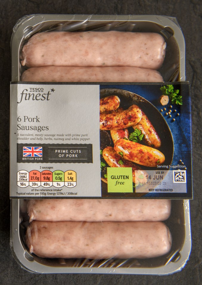 Tesco Finest Pork Sausages scored three out of five