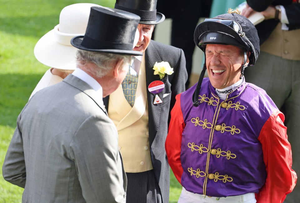 Dettori, King Charles and Camilla were all smiles before the race - but that soon turned to disappointment after the legendary jockey was banned for his ride