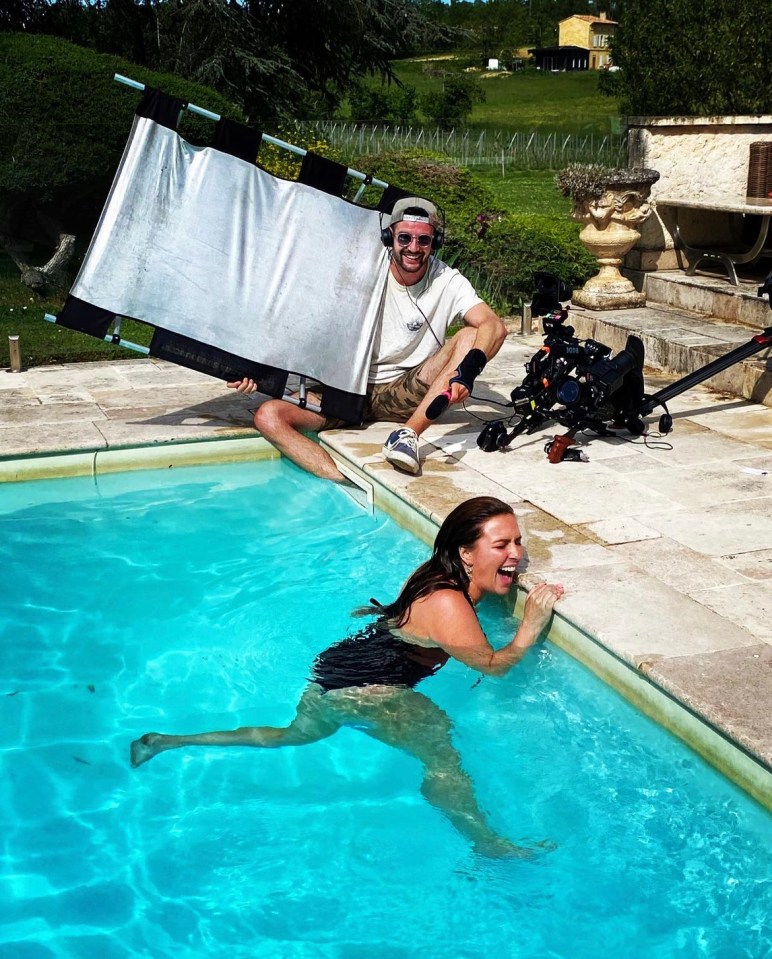 It's not all glamour as a crew member was going 'above and beyond' to the pool filter making noise